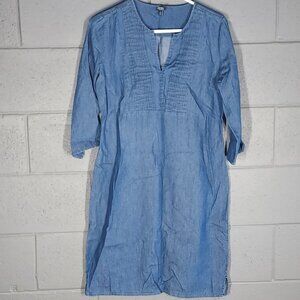 Reba Lightweight Blue Denim 3/4 Sleeve Dress - Small
